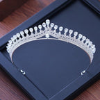 Coroa Tiara Porta Coque Noiva Strass E Zirconia Prata Luxo