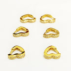 Brinco Argola Pedra Zirconia Coração Dourado F. Ouro 18k