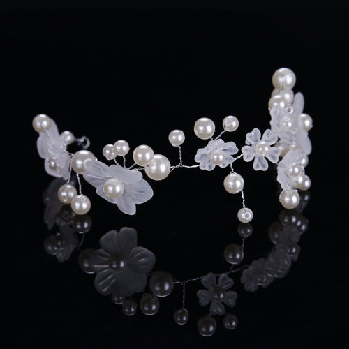 Arranjo Cabelo Flexível Dama Daminha Flores Pérola Noiva