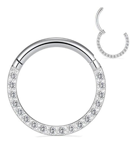 Piercing Argola 100% Titânio Septo Daith Pedra Zircônia 8 10