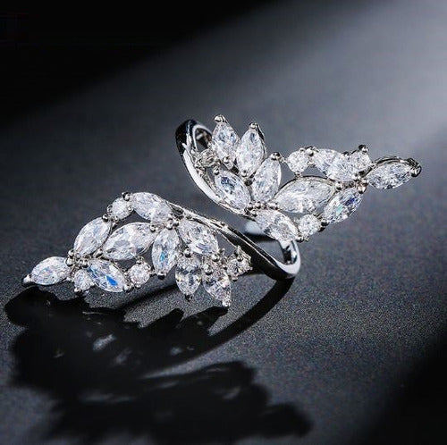 Anel Noiva Pedra Zirconia Festa Prata Ou Dourado Casamento