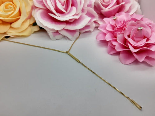 Colar Gravatinha Palito Folheado A Ouro 18k Dourado Semijoia