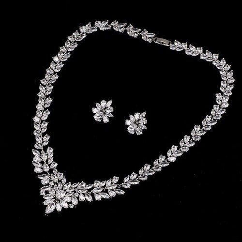 Conjunto Colar E Brinco Noiva Zircônia Prata Festa Debutante