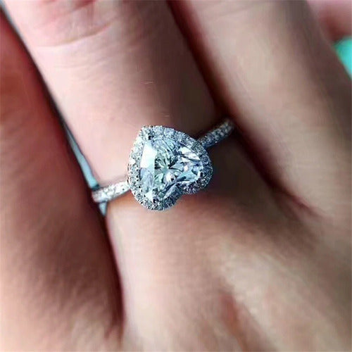 Anel Noivado Banhado Ouro Branco Com Pedra Zirconia Barato