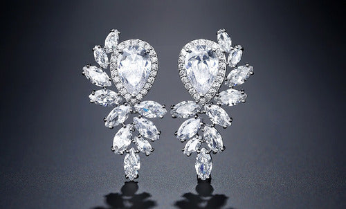 Brinco De Zirconia Noiva Festa Casamento Madrinha Prata Fixo