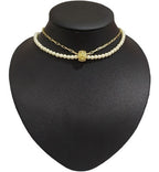 Colar Pérola Noiva Pedra Zirconia Folheado Ouro Semi Joia