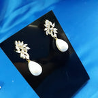 Brinco Pérola E Zirconia Noiva Pequeno Delicado Dourado Gota