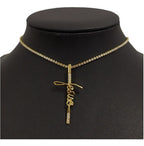 Colar Riviera Cruz Crucifixo Jesus Zirconia F. Ouro 18k