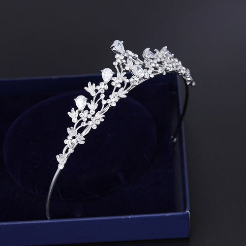 Coroa Tiara Cabelo Noiva Prata Princesa Zirconia E Strass