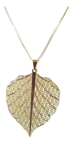 Colar Folha Arabesco Renda Folheado A Ouro 18k Semi Joia