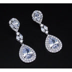 Brinco Noiva Zirconia Prata Formatura Debutante Gota Grande