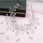 Tiara Arranjo Enfeite Cabelo Noiva Fio Cristal Strass Prata