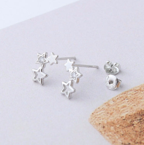 Brinco Infantil Pequeno Estrela Pedra Zirconia F Prata