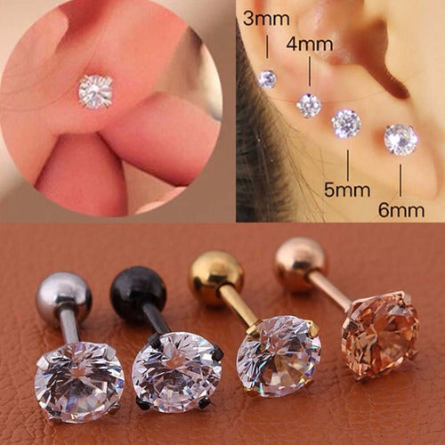 Piercing Tragus Cartilagem Ponto De Luz Dourado 2 3 4 5 Mm