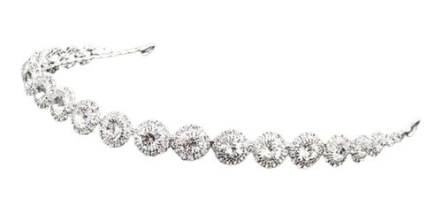 Tiara Enfeite Testeira Cabelo Noiva Dama Prata Strass Barato