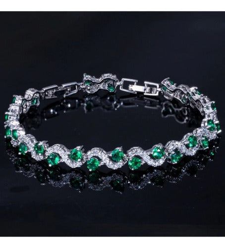 Pulseira Bracelete Prata Ou Dourada Zircônia Noiva Debutante