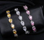 Pulseira Bracelete Prata Com Zircônia Noiva Debutante Gota