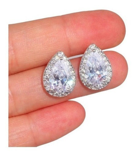 Brinco Noiva Pedra Zirconia Dourado Ou Prata Gota 15 Anos