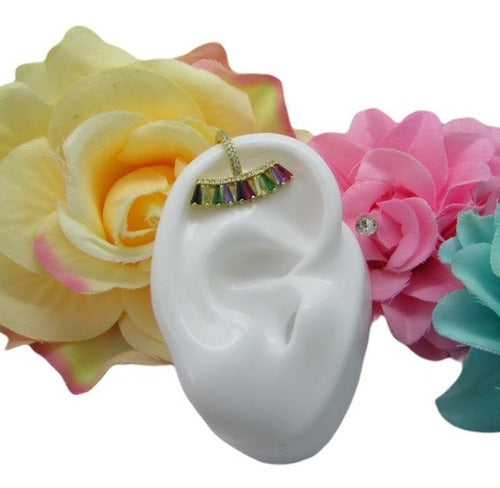 Piercing Argola Falso Fake Colorido Pedra Zirconia Folheado