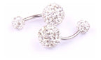 Piercing De Umbigo Prata Strass Branco Duplo Aço Barato