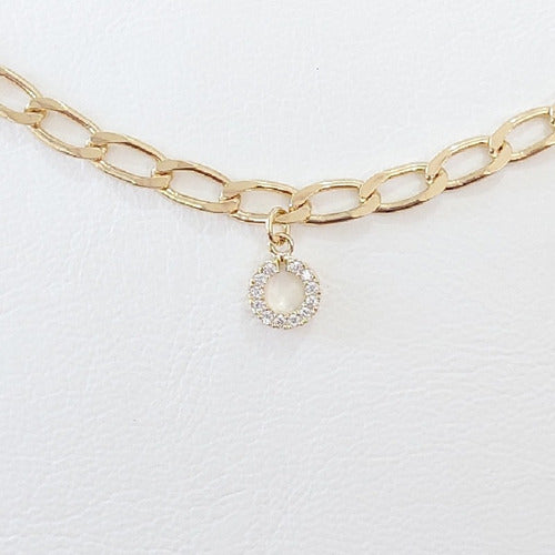 Colar Corrente Cartier Grossa Pingente Pedra Zirconia F Ouro