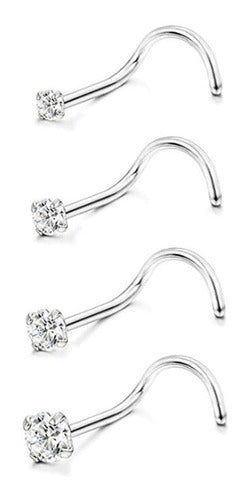 Piercing Nariz Nostril Aço Pedra Zirconia 2 Mm Pt De Luz