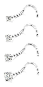 Piercing Nariz Nostril Aço Pedra Zirconia 2 Mm Pt De Luz