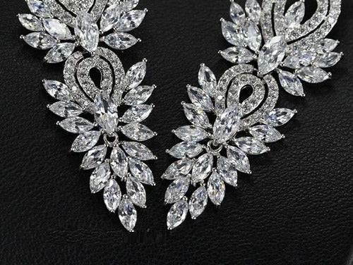 Brinco Noiva Pedra Zirconia Prata Debutante Grande Pendurado