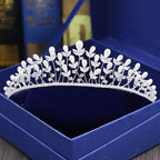 Coroa Tiara Arranjo Cabelo Noiva Prata Zirconia E Perola