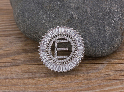 Colar Mandala Letra Pedra Zirconia Prata Semi Joia Grande
