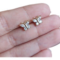 Brinco Zirconia Dourado Dama Daminha Folheado Ouro Borboleta