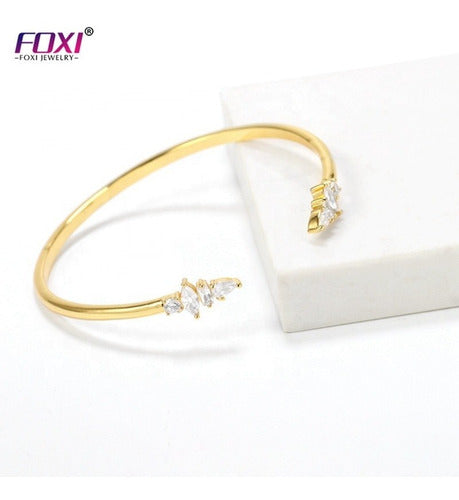 Pulseira Bracelete Dourada Com Zircônia Noiva Debutante Gota