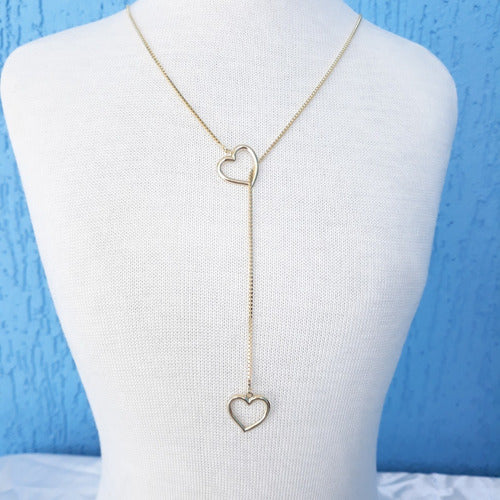 Colar Gravatinha Coração F. Ouro 18k Dourado Semi Joia