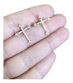 Brinco De Cruz Pedra Zirconia  F. Ouro Semi Joia