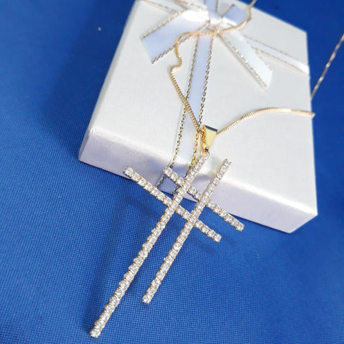 Colar Hashtag Blogueiras Pedra Zirconia Dourada F. Ouro 18k