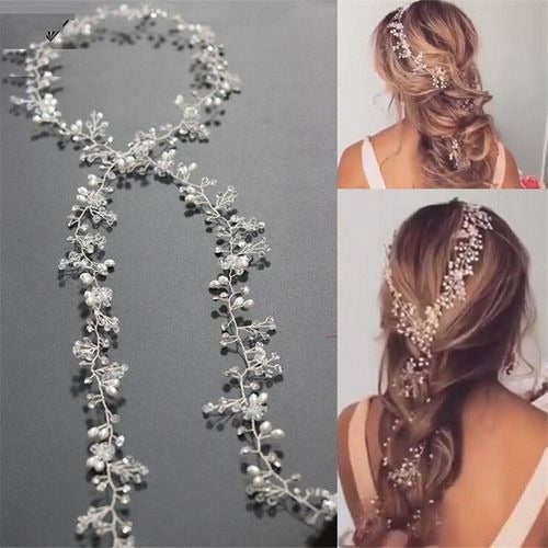 Tiara Arranjo Grinalda Cabelo Noiva Pérola Fio Strass Brilho