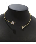 Colar Chocker Pedra Zirconia Quadrado Folheado 18k Rígido