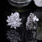 Brinco De Pressão Com Zirconia Noiva Casamento Prata Fixo
