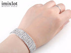 Pulseira Bracelete Prata Com Strass Noiva Debutante Luxo