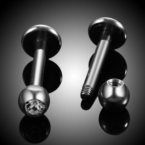 Piercing Tragus Titânio Flat Helix Labret Pedra Zirconia