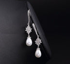 Brinco Perola Noiva Zirconia Pendurado Delicado Festa Prata