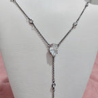 Colar Gota Pedra Zirconia Grafite Negro Gravatinha