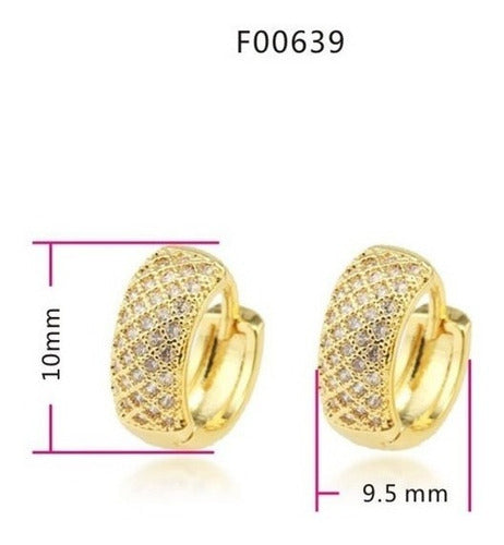 Brinco Argola Pedra Zircônia Dourado Folheado Ouro 18k 6 Mm