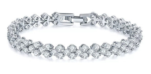 Pulseira Bracelete Prata Com Zircônia Noiva Debutante Luxo