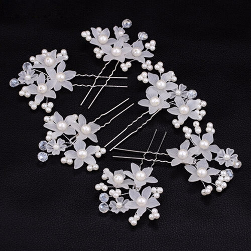 4 Arranjo Enfeite Cabelo Noiva Perola Dama Daminha Debutante