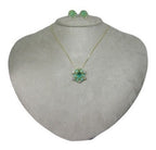 Conjunto Colar E Brinco Pedra Verde Zirconia Oval F Ouro 18k