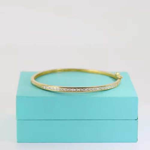 Pulseira Bracelete Dourada Com Pedra Zircônia Festa Semijoia