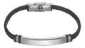 Pulseira Masculina 8 Mm Couro Placa Aço Inox Chapa P Gravar