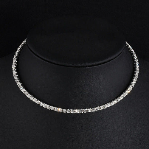 Colar Chocker Prata Gargantilha Noiva Festa Debutante 1 Fila