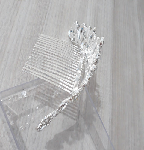 Coroa Tiara Prata Noiva Dama Daminha Strass Debutante